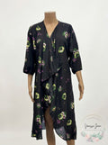 LuLaRoe Kimono Sheer Black/Floral Coverup Cardigan, Size Medium by Vanessa Jane