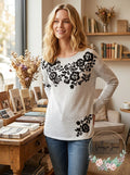 International Concepts Women's Embroidered Sweatshirt, Size Medium by Vanessa Jane