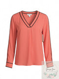 Charter Club Petite Contrasting-Trim V-Neck Top, Size PP by Vanessa Jane