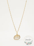 Aqua Shell & Cultured Freshwater Pearl Pendant Necklace by Vanessa Jane