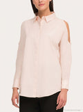 Dkny Women'S Pink Button Down Cold Shoulder Long-Sleeve Blouse Top Shirt, Large by Vanessa Jane