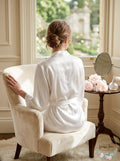 Linea Donatella Women's Mrs-Embroidered Wrap Robe Ivory White, Size Small by Vanessa Jane