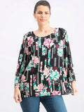 JM Collection Printed Pleated-Back Blouse, Size Large by Vanessa Jane