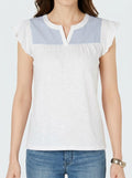 Style & Co Contrast-Yoke Cotton Top, Size XXL by Vanessa Jane