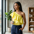 Milly Women's One Shoulder Top, Yellow, Size Small by Vanessa Jane