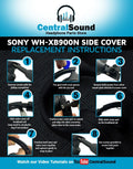 Replacement Side Cover Slider Parts UPGRADE KIT for Sony WH-XB900N WHXB900N by CentralSound