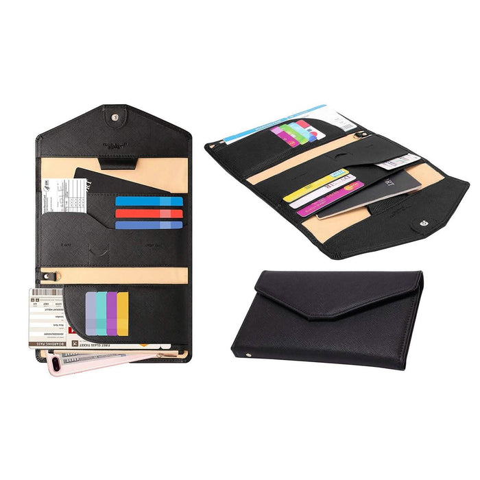 RFID Blocking Travel Passport Organizer Holder Wallet With CDC Vaccination Card Slot Protector by DailySale