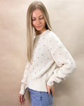 Rhinestone Crew Neck Sweater by Boutique 23
