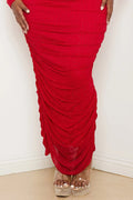 Rhinestone Mesh Pleated Plus Size Maxi Dress - Red by Fasheabe