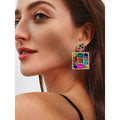 Rhinestone Square Drop Earrings by DailySale