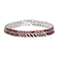 Rhodium Over Silver Garnet Tennis Bracelet by Fine Color Jewels