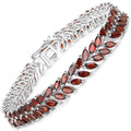 Rhodium Over Silver Garnet Tennis Bracelet by Fine Color Jewels