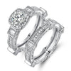 Rhodium Plated Cubic Zirconia Engagement Ring Set - Assorted Sizes