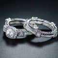 Rhodium Plated Cubic Zirconia Engagement Ring Set - Assorted Sizes by DailySale