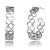 Rhodium Plated Geometric Hoop Earrings