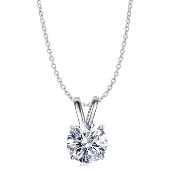 Rhodium Plated Round Cut Crystal Pendant Necklace by DailySale