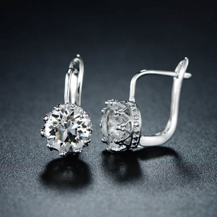 Rhodium Swarovski Elements Huggie-Hoop Earring by DailySale