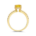 2.00 Ct Round Yellow Sapphire Prong 18k Yellow Gold Over Silver Pave Engagement Ring by Fine Color Jewels