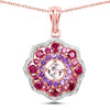 Rhodolite Garnet & Amethyst Prong Rose Gold Plated Silver Cluster Pendant Necklace