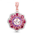 Rhodolite Garnet & Amethyst Prong Rose Gold Plated Silver Cluster Pendant Necklace by Fine Color Jewels