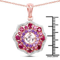 Rhodolite Garnet & Amethyst Prong Rose Gold Plated Silver Cluster Pendant Necklace by Fine Color Jewels