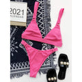 Rib Ring Linked High Cut Bikini Swimsuit by DailySale