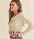 Ribbed Cut-Out Sweater - Ivory by Boutique 23
