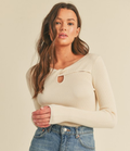 Ribbed Cut-Out Sweater - Ivory by Boutique 23