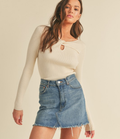 Ribbed Cut-Out Sweater - Ivory by Boutique 23