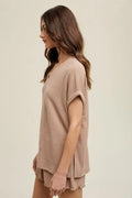 Ribbed Knit Shorts - Mocha by Boutique 23