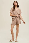 Ribbed Knit Shorts - Mocha by Boutique 23