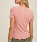 Ribbed Knit Top With Lettuce Trim - Ginger by Boutique 23