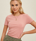 Ribbed Knit Top With Lettuce Trim - Ginger by Boutique 23