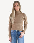 Ribbed Mock Neck Sweater - Taupe by Boutique 23