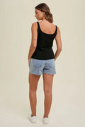 Ribbed Padded Knit Bra Top - Black by Boutique 23