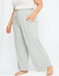 Ribbed Paperbag Wide Leg Pants - Grey by Boutique 23