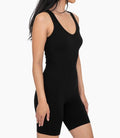 Ribbed Seamless Shortsie Romper - Black by Boutique 23