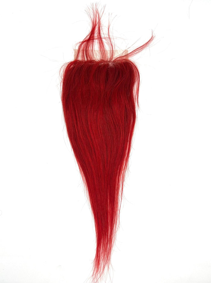 Rio Straight Human Hair Closure 4x4 Red Hairpiece - Choose Size