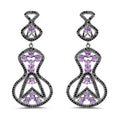 5.30 Carat Genuine Amethyst and Black Spinel .925 Sterling Silver Earrings by Bids.com