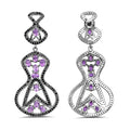 5.30 Carat Genuine Amethyst and Black Spinel .925 Sterling Silver Earrings by Bids.com