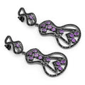 5.30 Carat Genuine Amethyst and Black Spinel .925 Sterling Silver Earrings by Bids.com