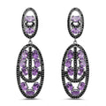 12.45 Carat Genuine Amethyst and Black Spinel .925 Sterling Silver Earrings by Bids.com