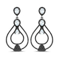 8.81 Carat Genuine Blue Topaz and Black Spinel .925 Sterling Silver Earrings by Bids.com