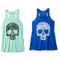 Clementine Womens Floral Skull Graphic Racerback Tank Top by Vanessa Jane