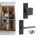 Emtek Dummy 10 in Mortise Set with Hercules Lever and Square Knob by Vanessa Jane