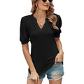 Romanstii Women Casual V-neck T-Shirts Loose Puff Short by DailySale