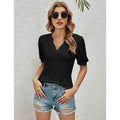 Romanstii Women Casual V-neck T-Shirts Loose Puff Short by DailySale