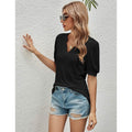 Romanstii Women Casual V-neck T-Shirts Loose Puff Short by DailySale