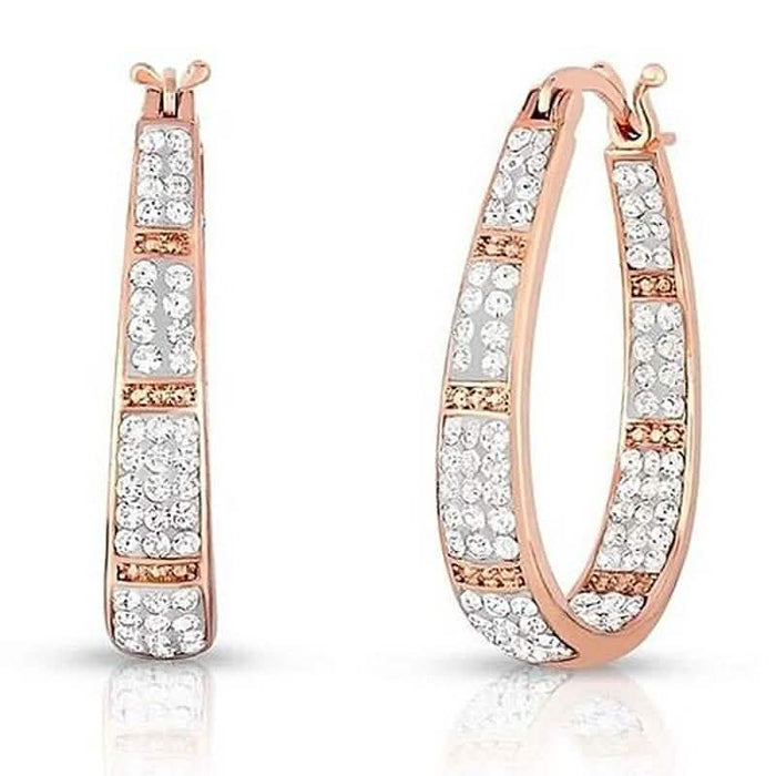 Rose and White Austrian Crystal Hoop Earrings by DailySale