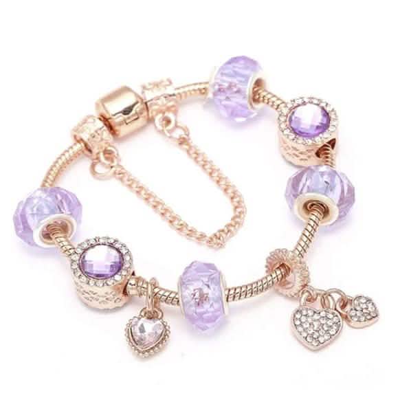 Rose Gold Austrian Crystal Heart Charm Bracelet by DailySale